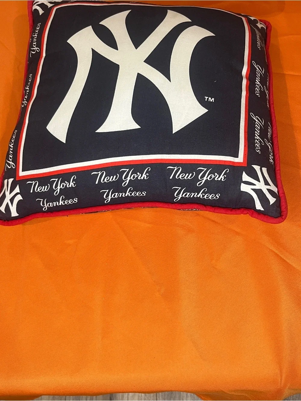 Homemade New York Yankees Navy Set  wThrow Pillows with Red Trim